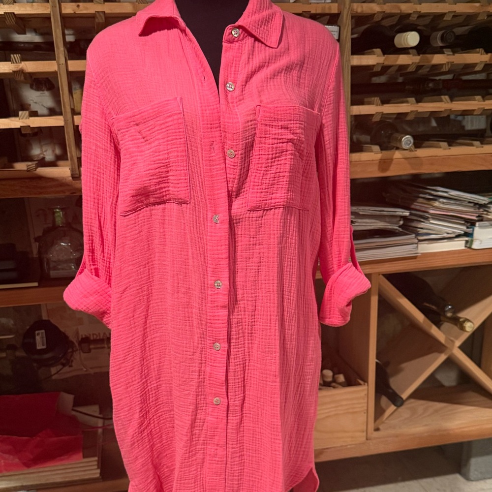 Magaschoni Bright Coral Pink Organic Cotton Top